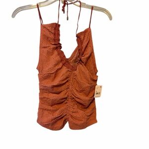 Free People Terracotta Ruched Camisole